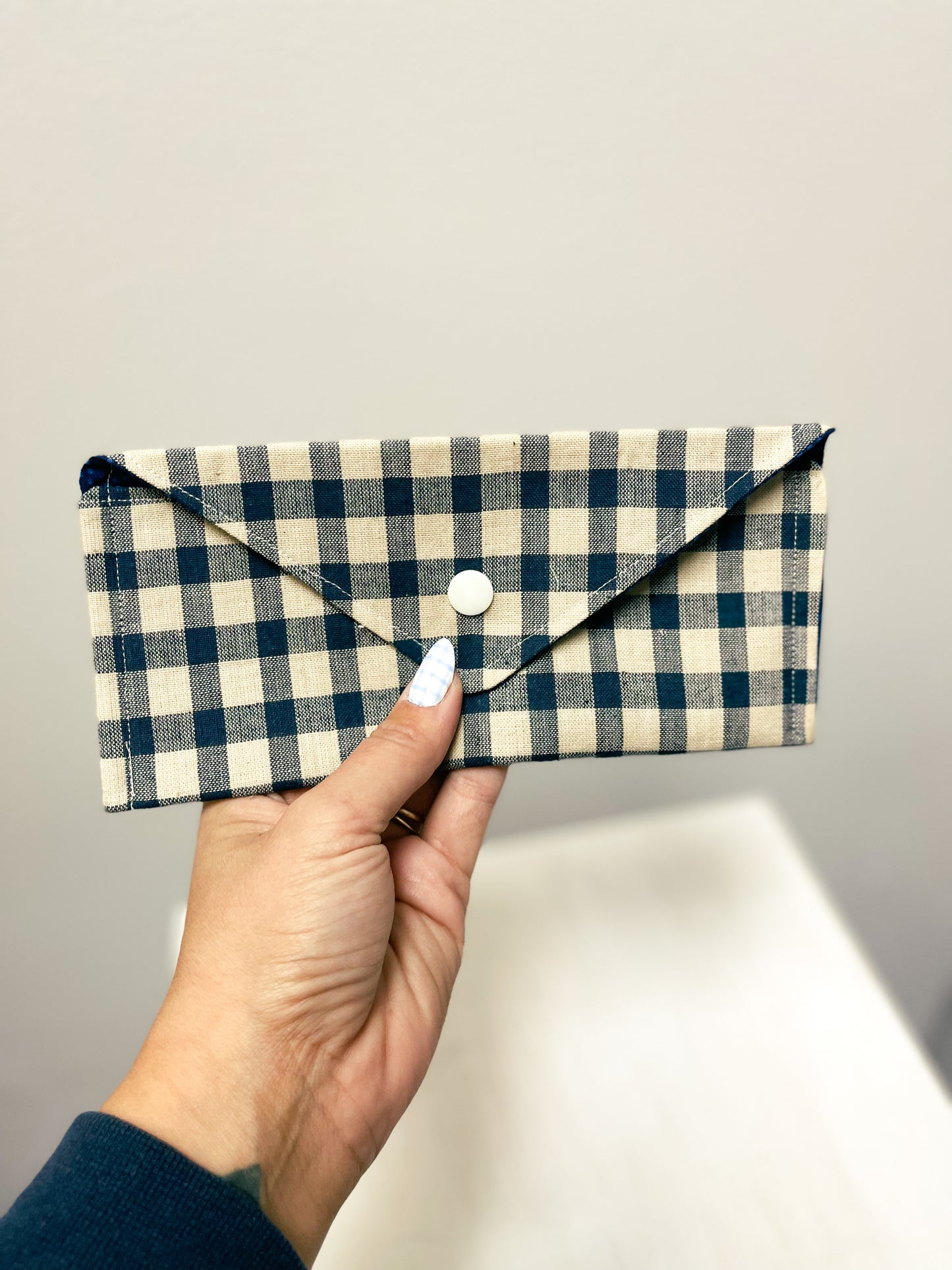 Handmade Blue Gingham Wallet