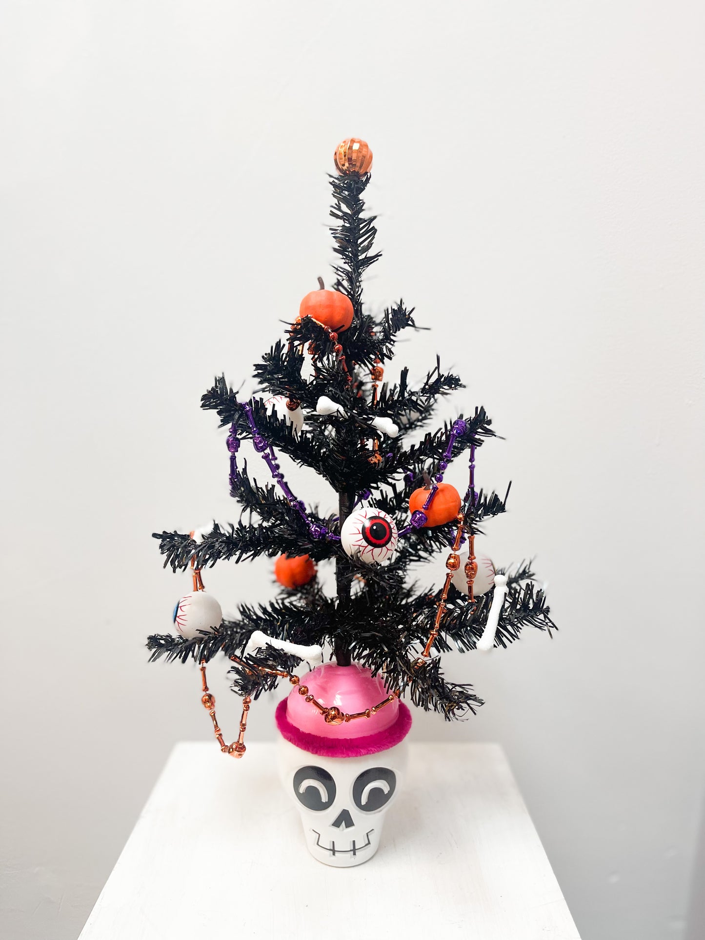 Halloween Tree with White Skull Base