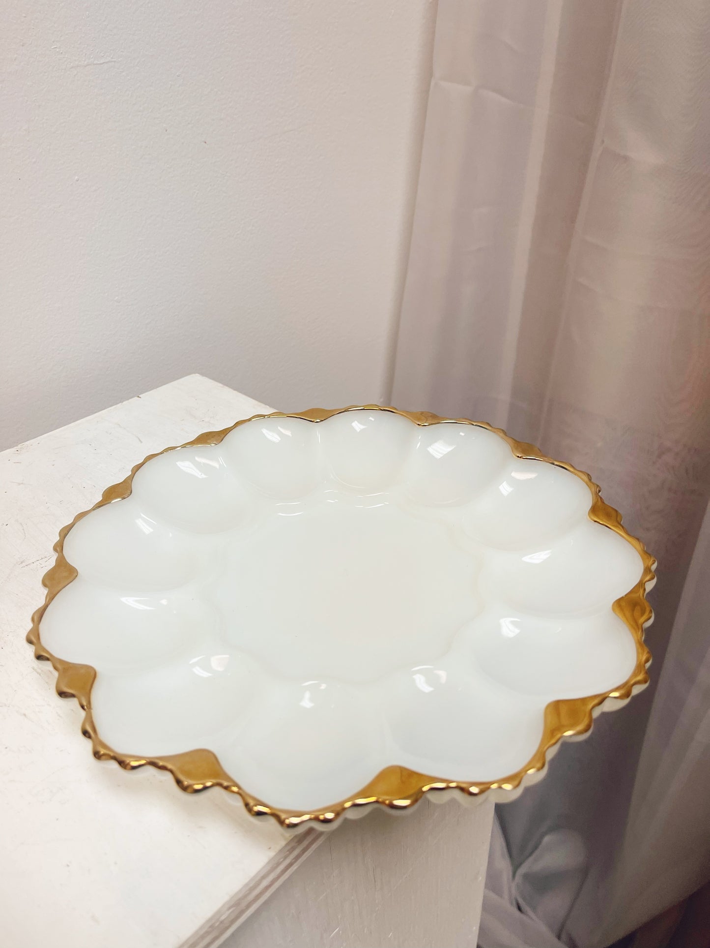 White + Gold Egg Plates