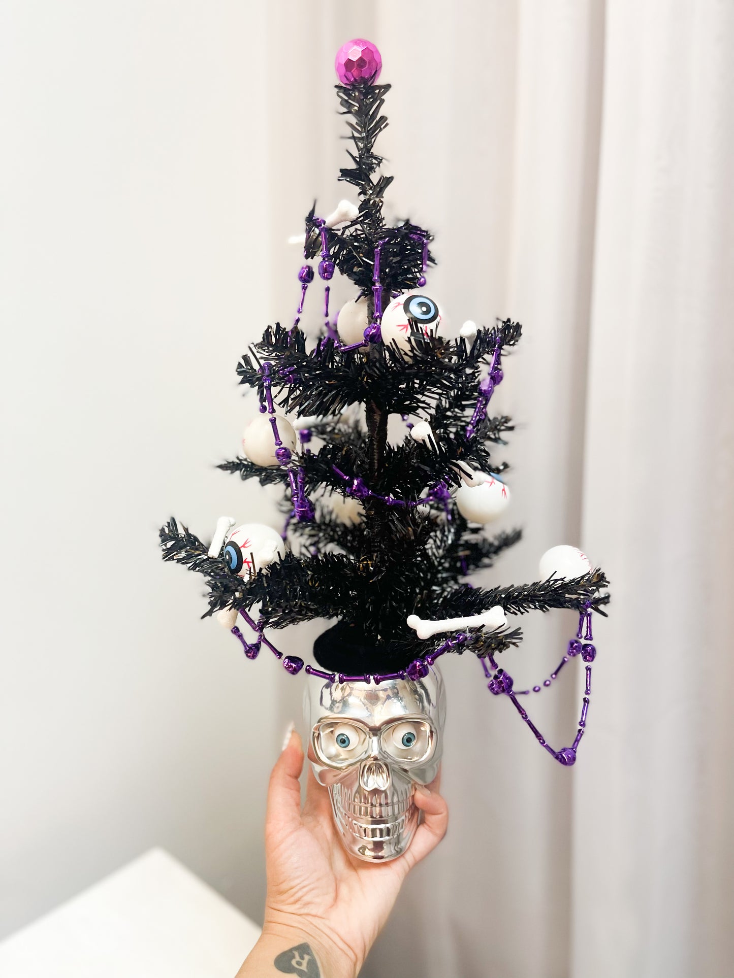 Halloween Tree with Silver Skull