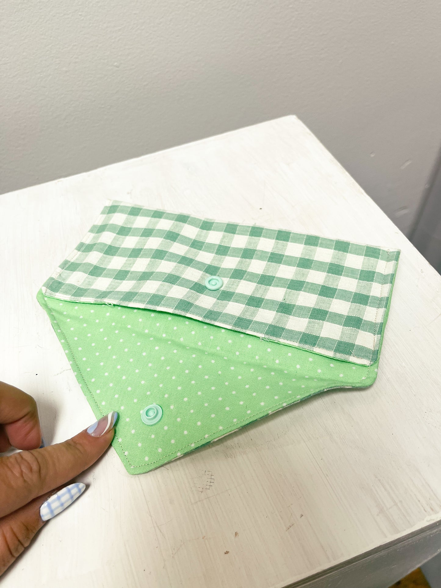 Handmade Green Gingham Wallet