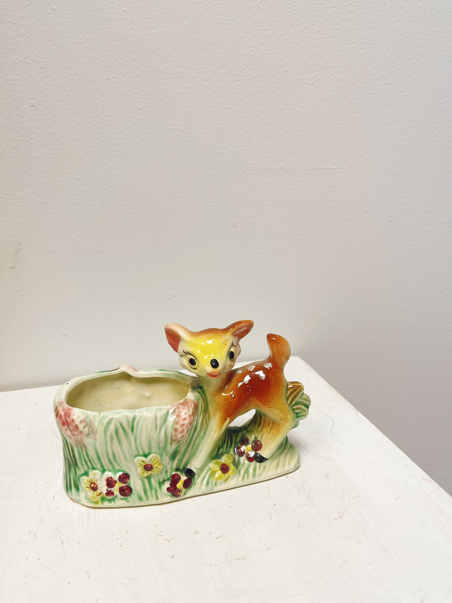 Vintage Hand Crafted Deer Pottery Planter