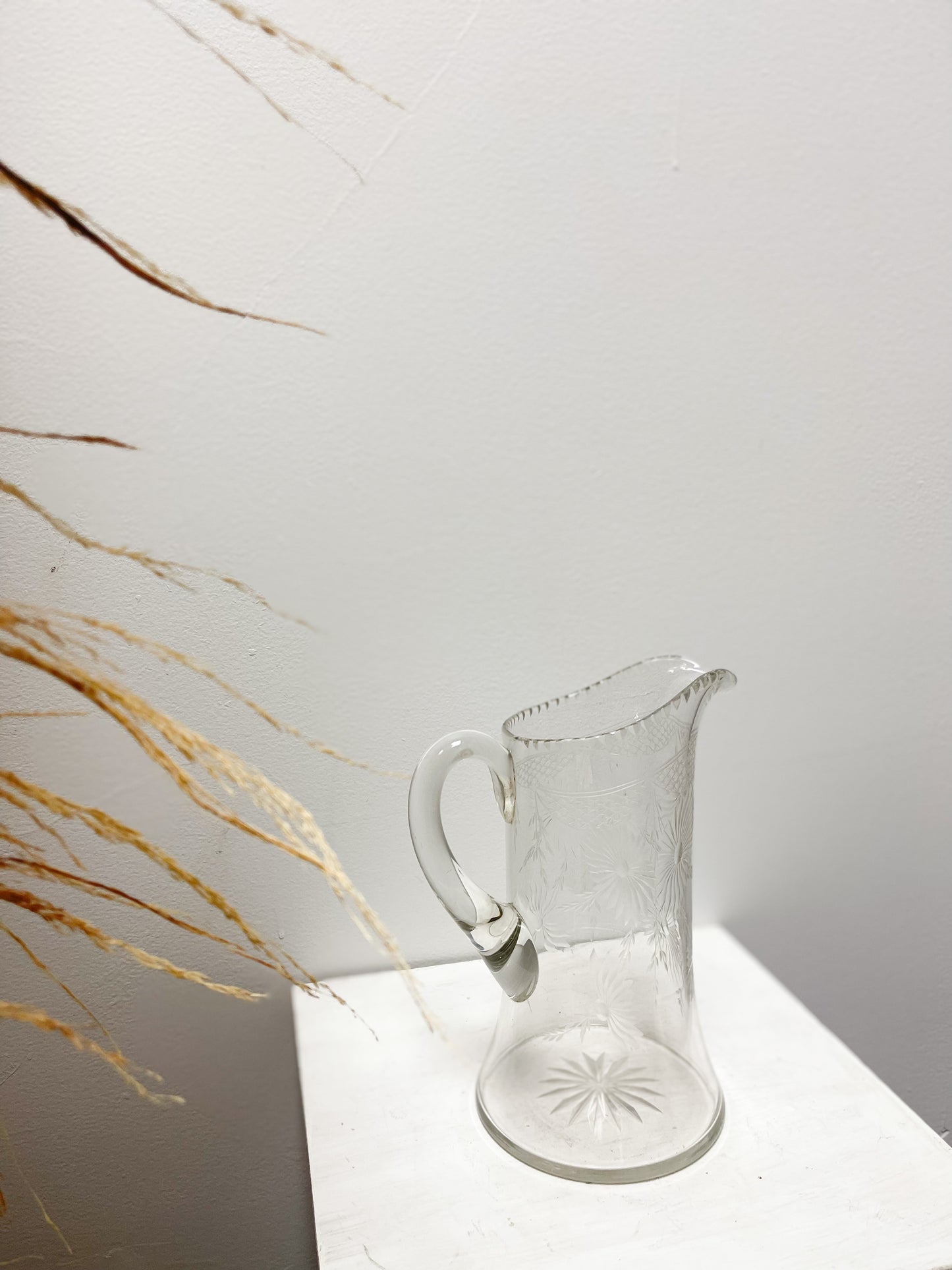 Etched Glass Pitcher