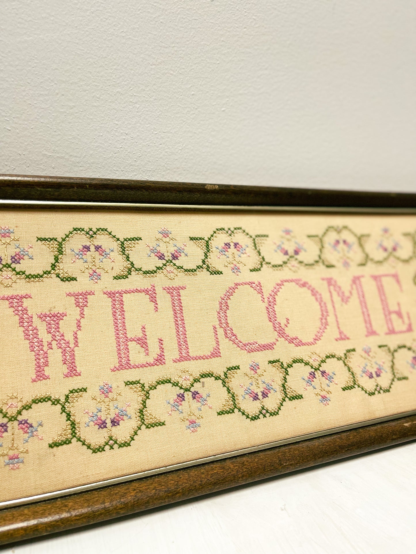 Welcome Needlepoint in frame