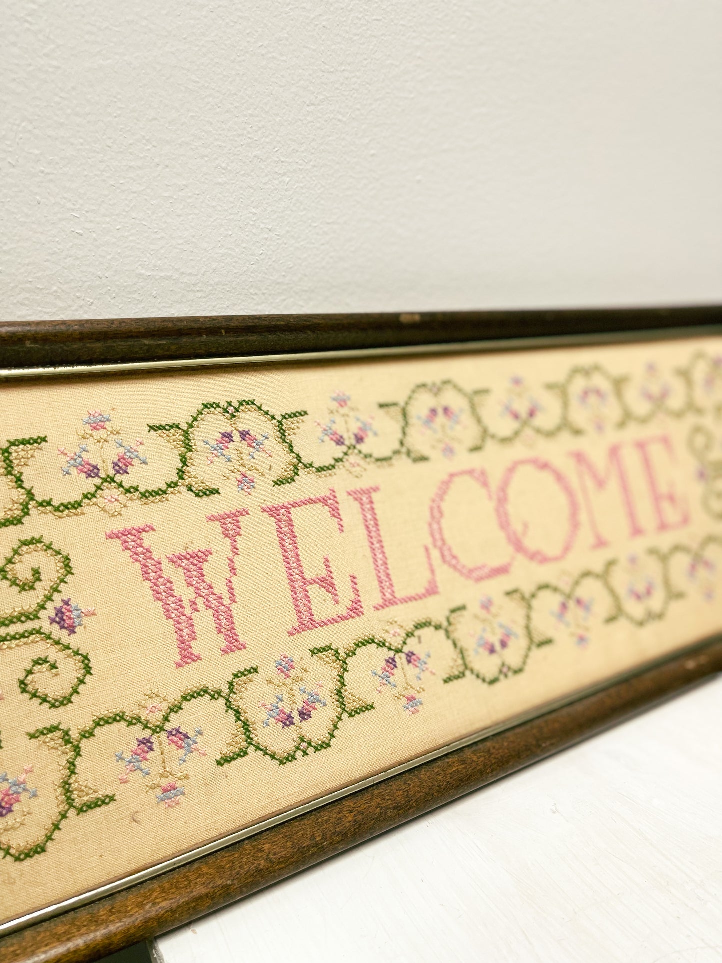 Welcome Needlepoint in frame