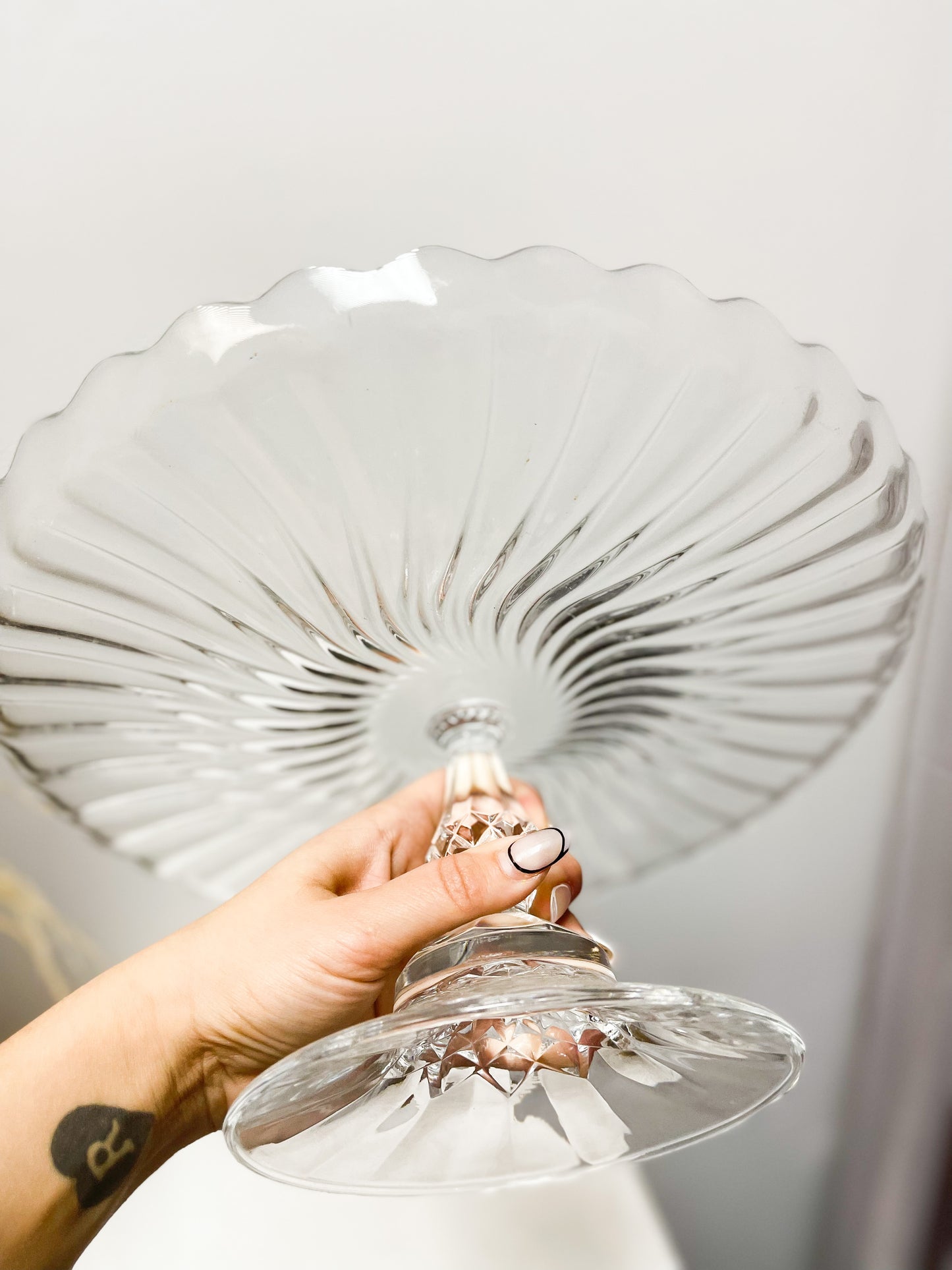 Large glass cake plate