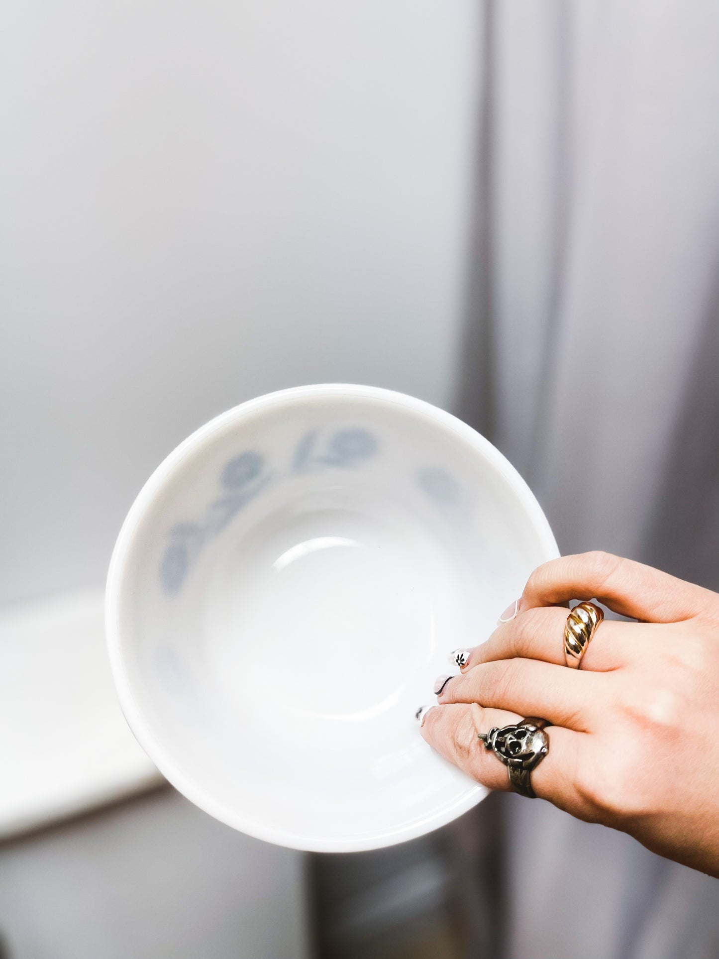 Small mixing bowl with blue floral pattern