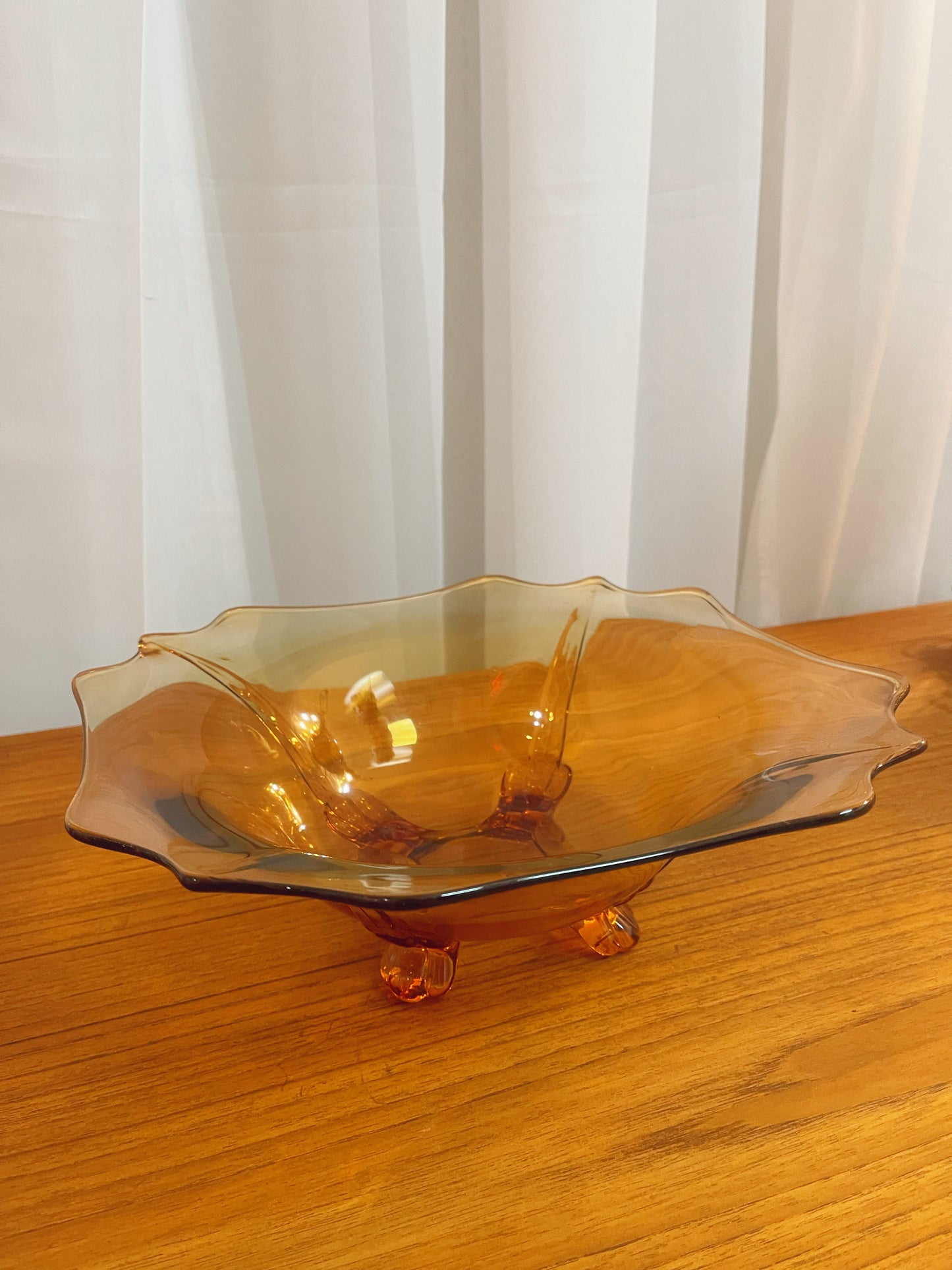 Amber Glass Footed Fruit Bowl