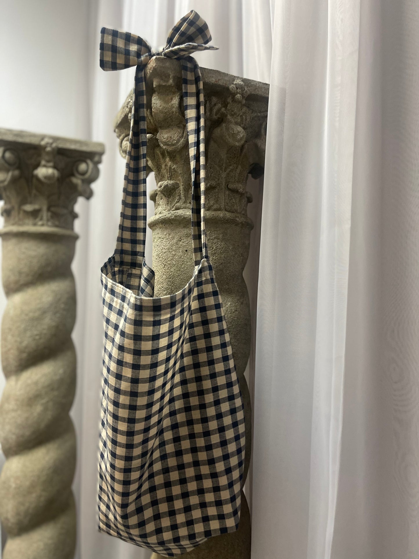 Handmade Blue Gingham Tote Bag