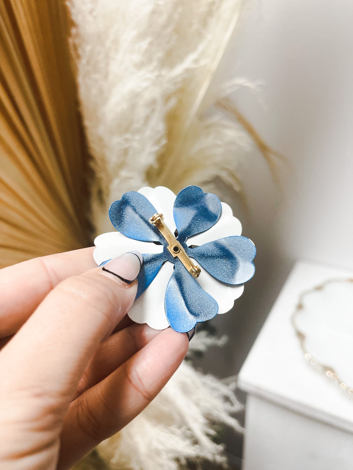 Blue, Red & White Enamel brooch