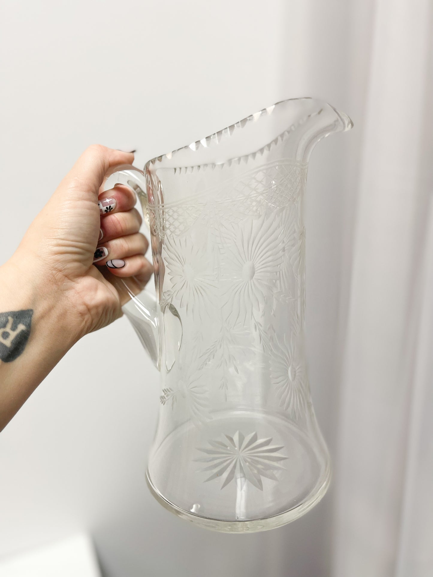 Etched Glass Pitcher