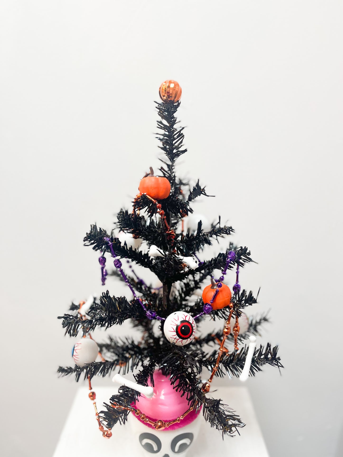 Halloween Tree with White Skull Base