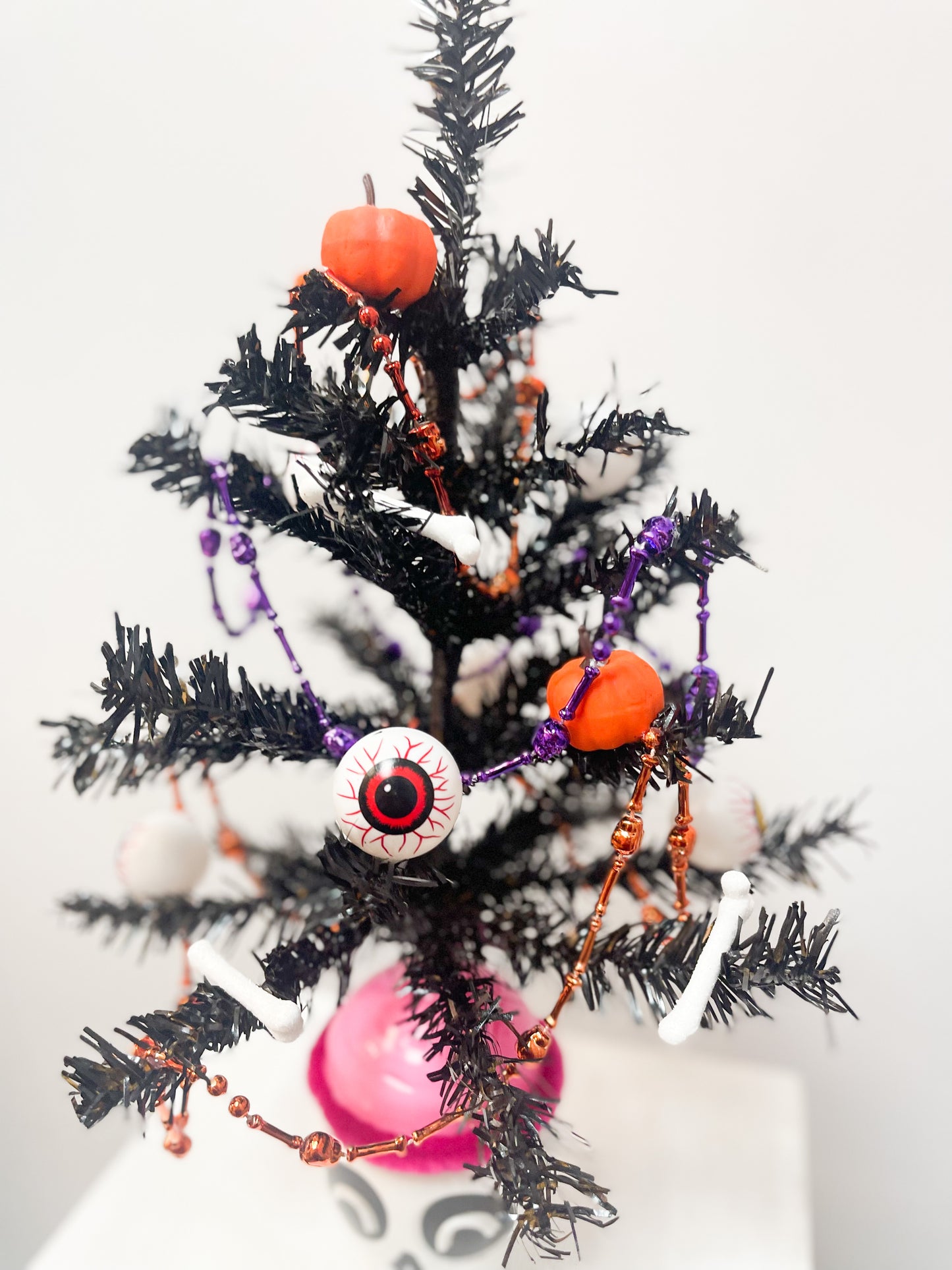 Halloween Tree with White Skull Base