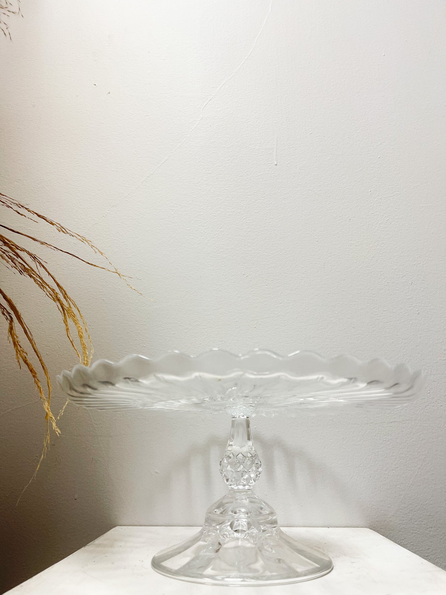 Large glass cake plate