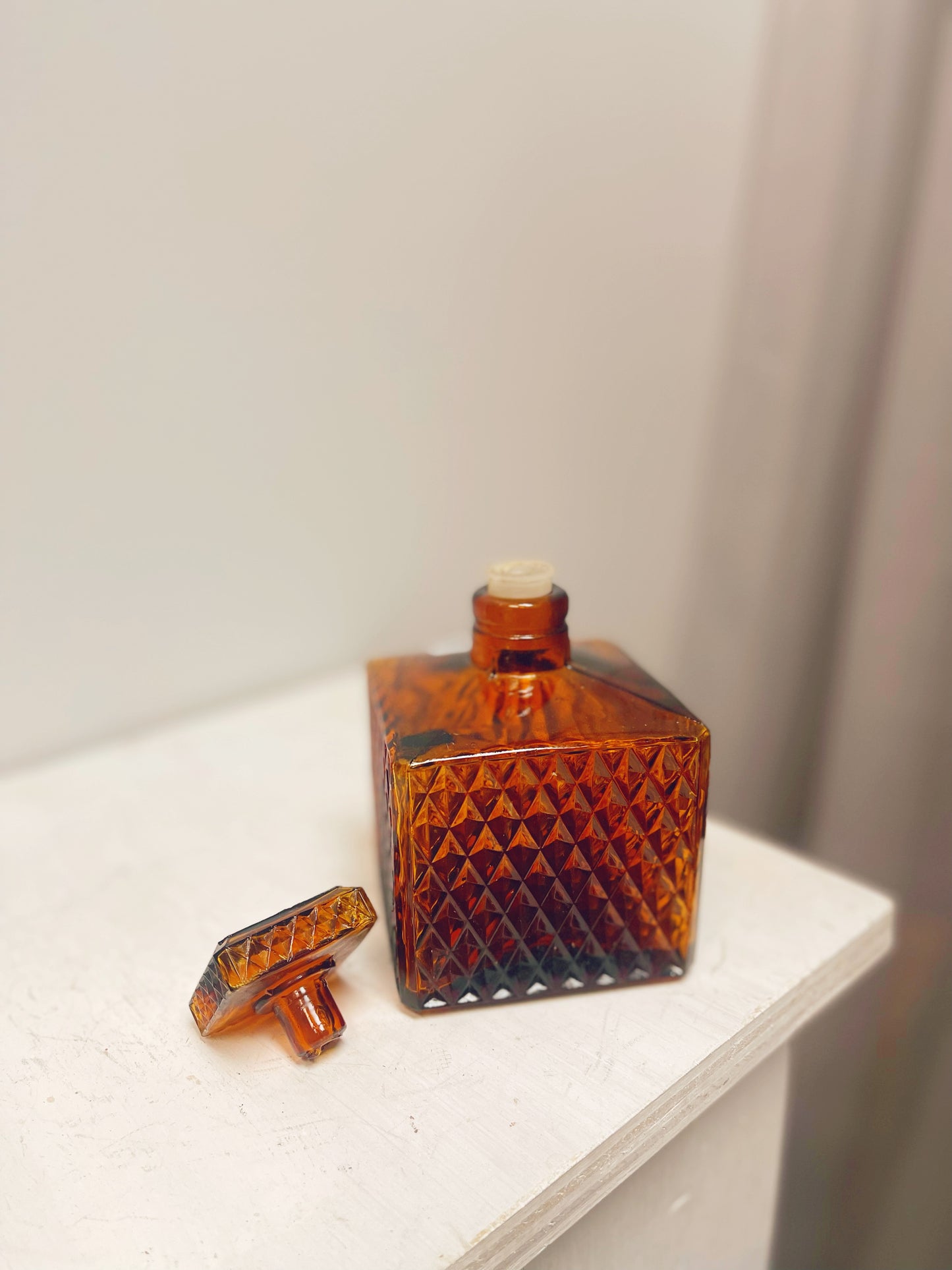 Amber glass decanter