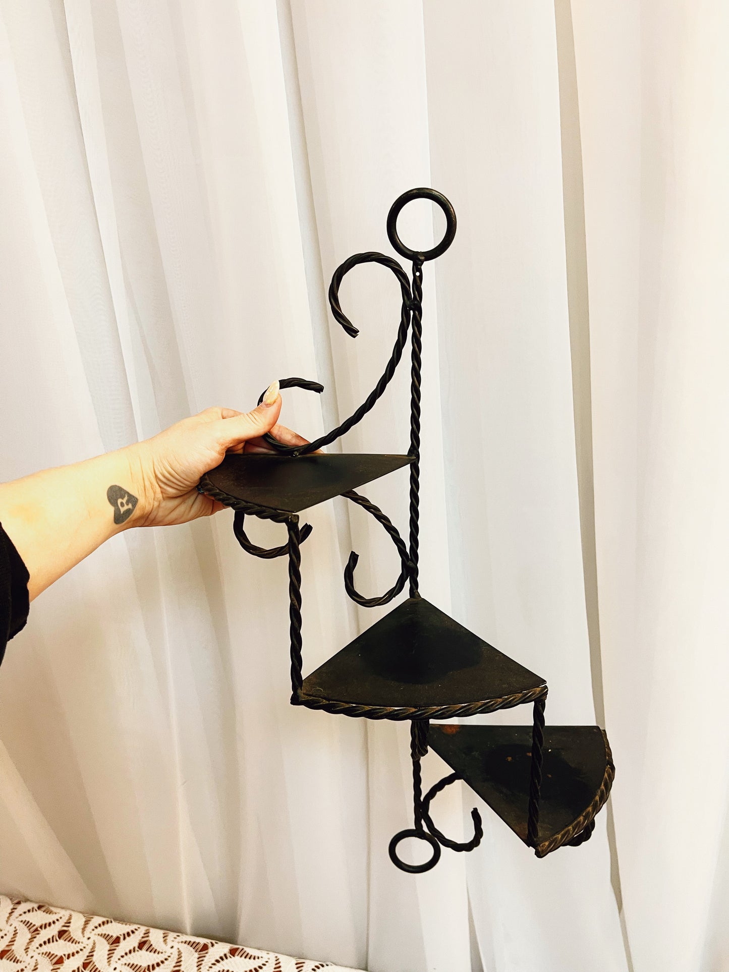 Pair of rod iron shelves