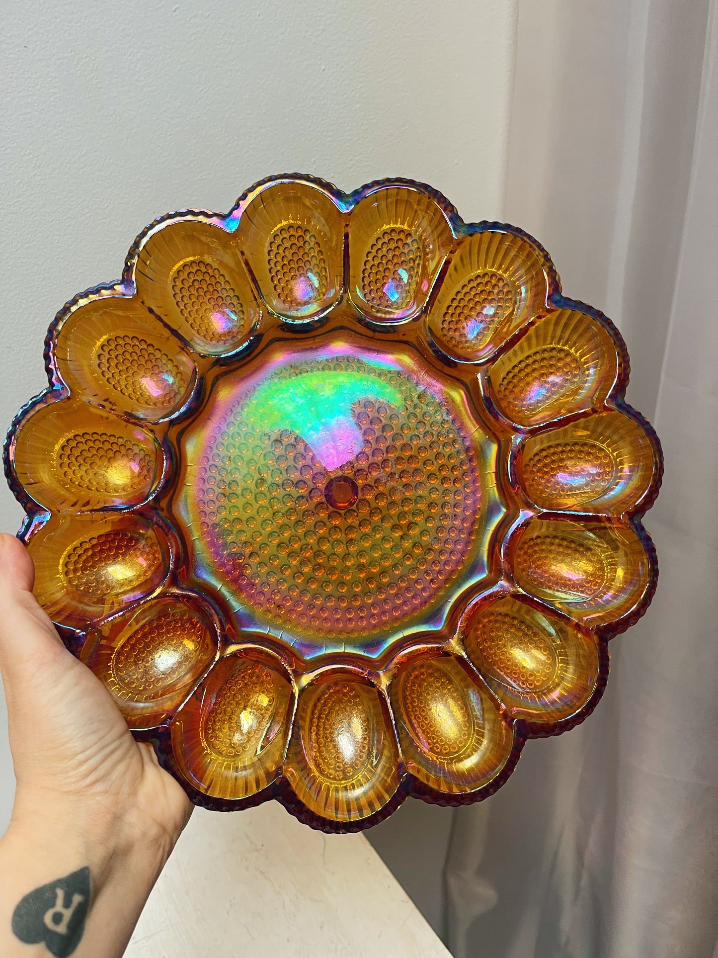 Amber Glass/ Lustre Egg Plate