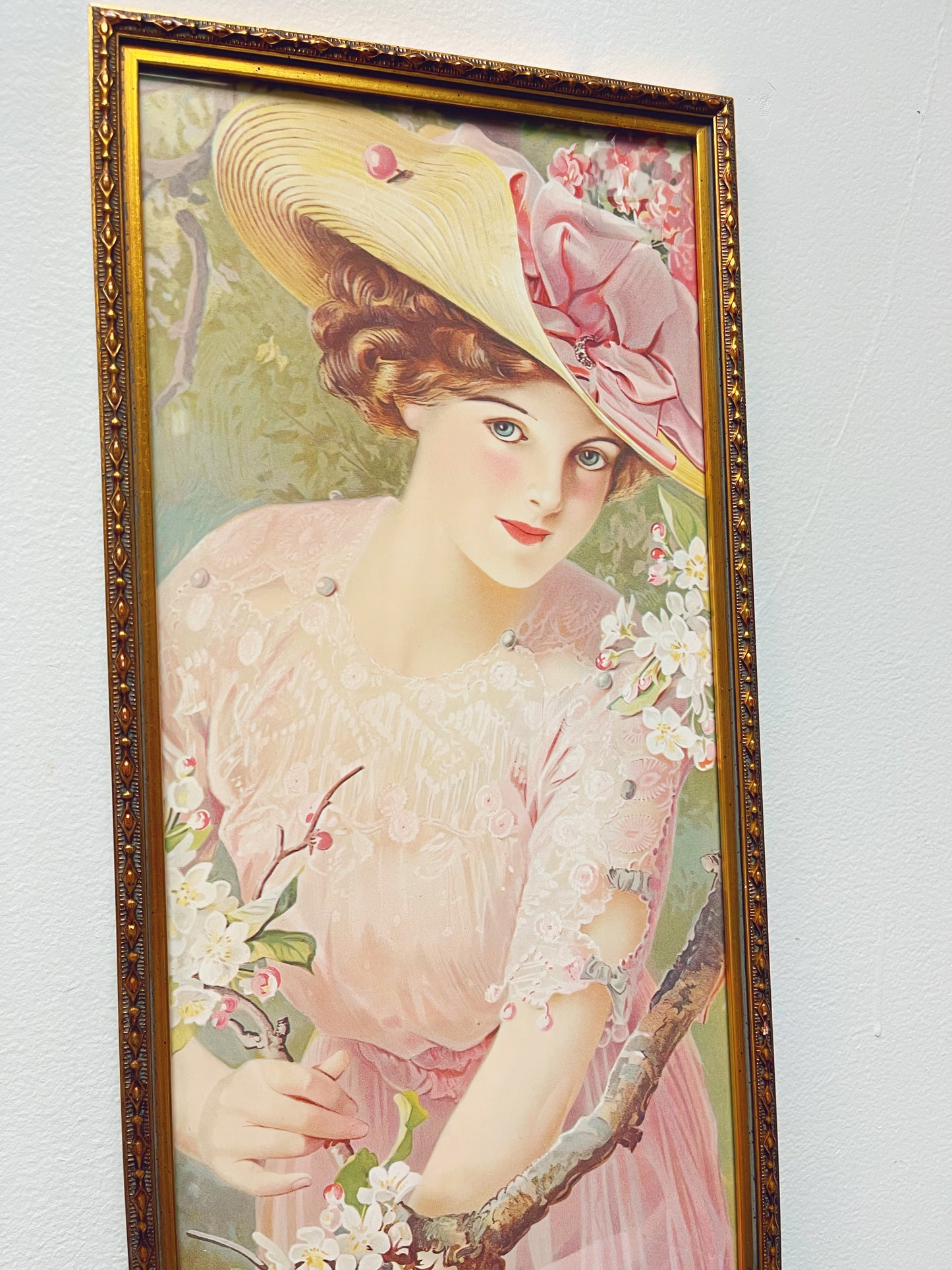 Tall vintage Victorian framed picture