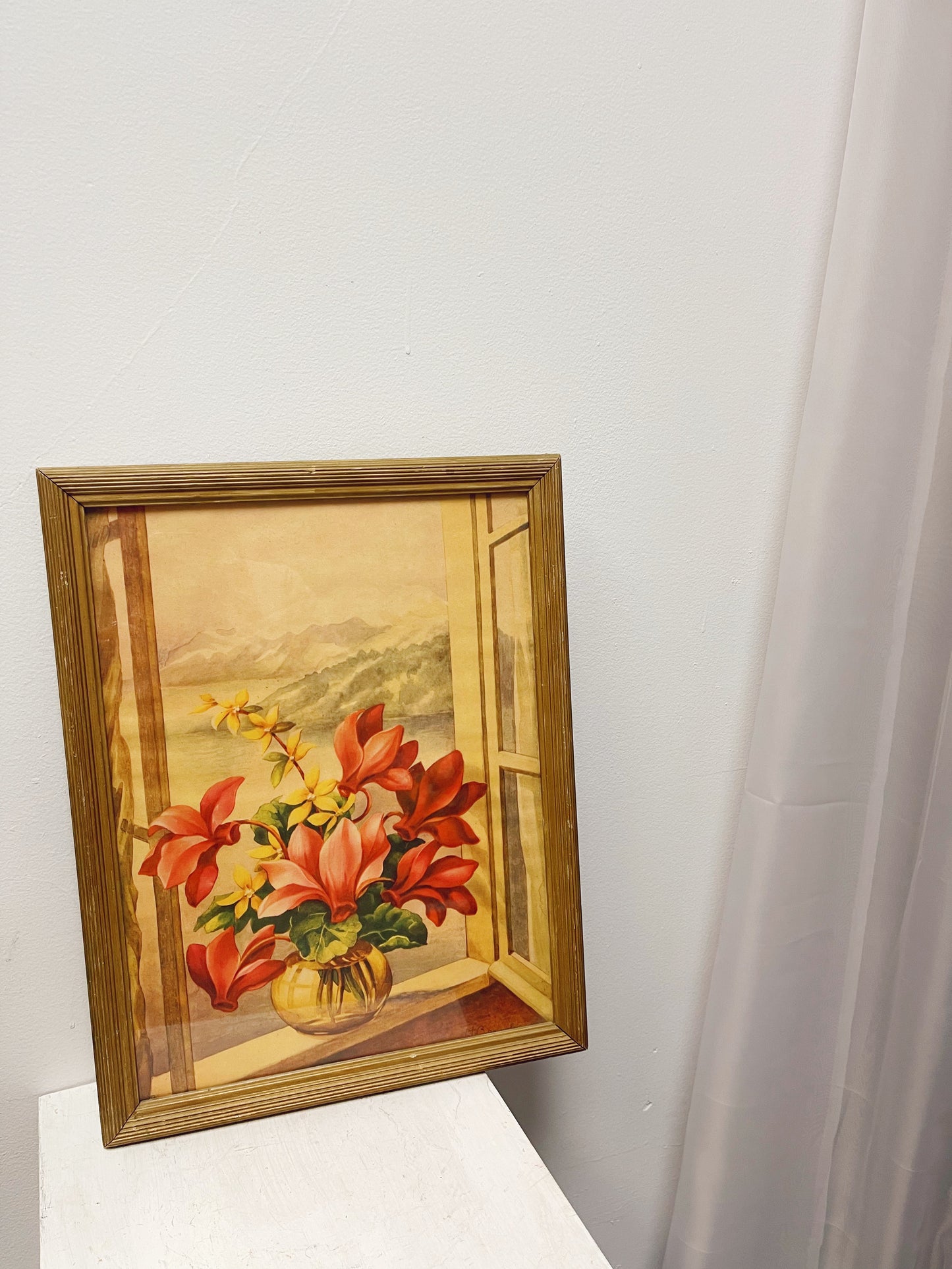 Vintage framed floral print