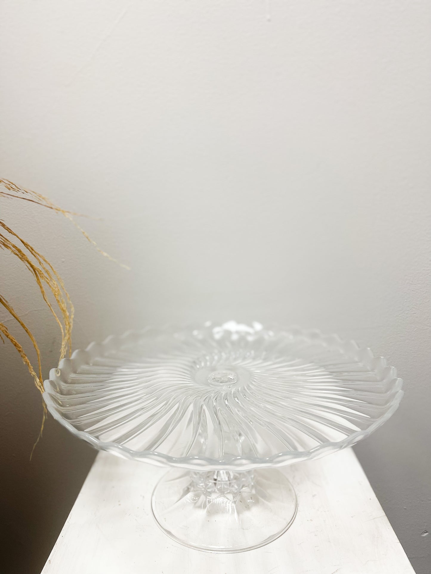 Large glass cake plate