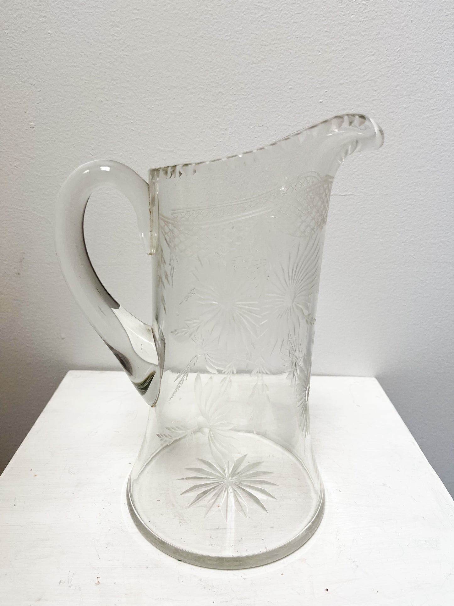 Etched Glass Pitcher