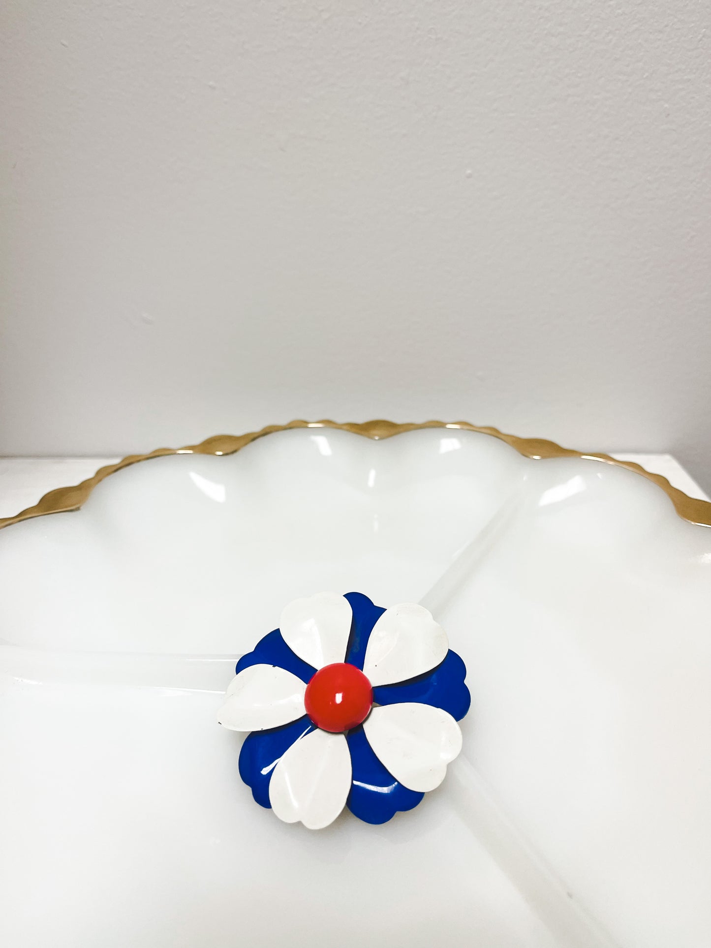 Blue, Red & White Enamel brooch