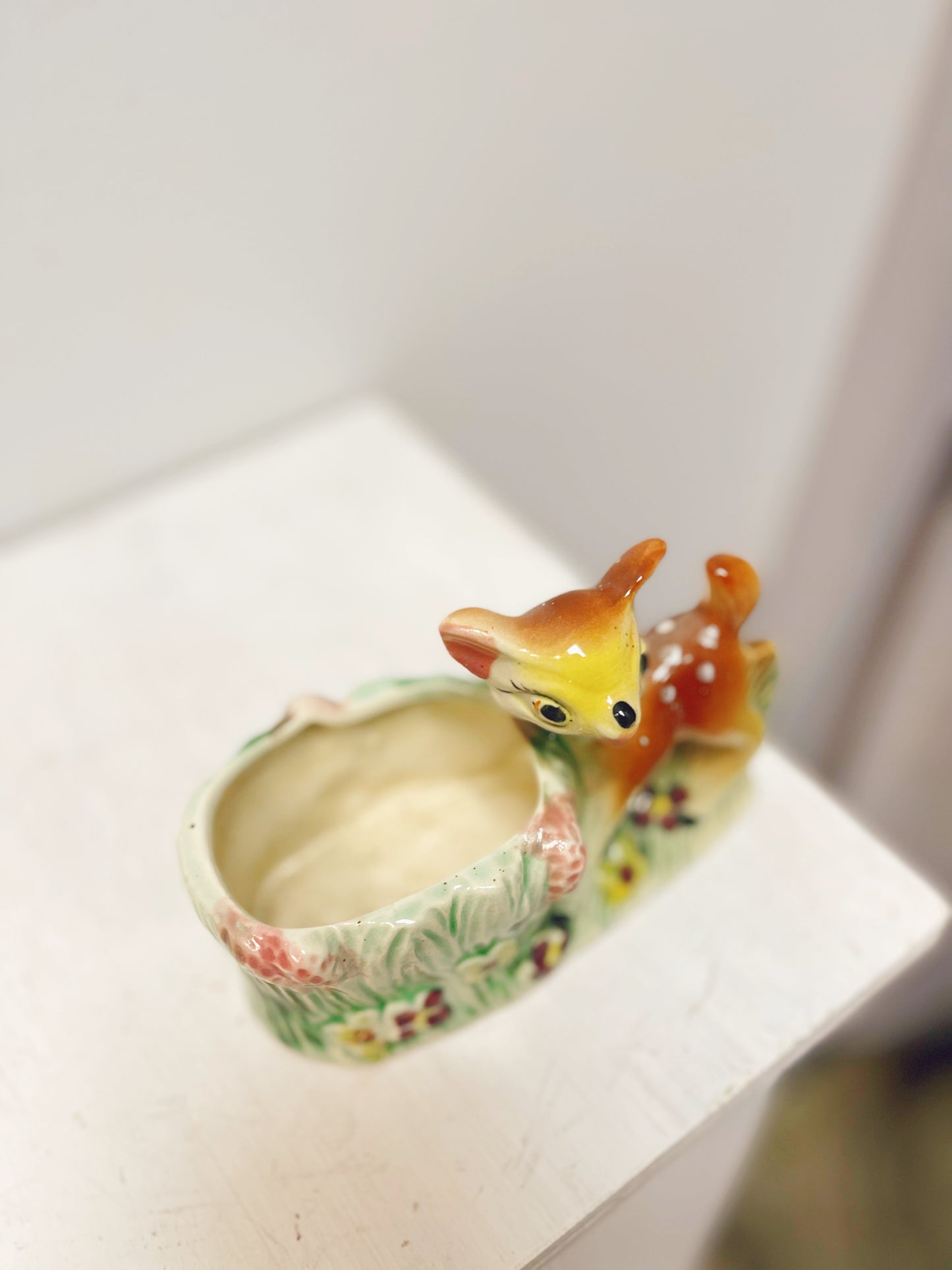 Vintage Hand Crafted Deer Pottery Planter