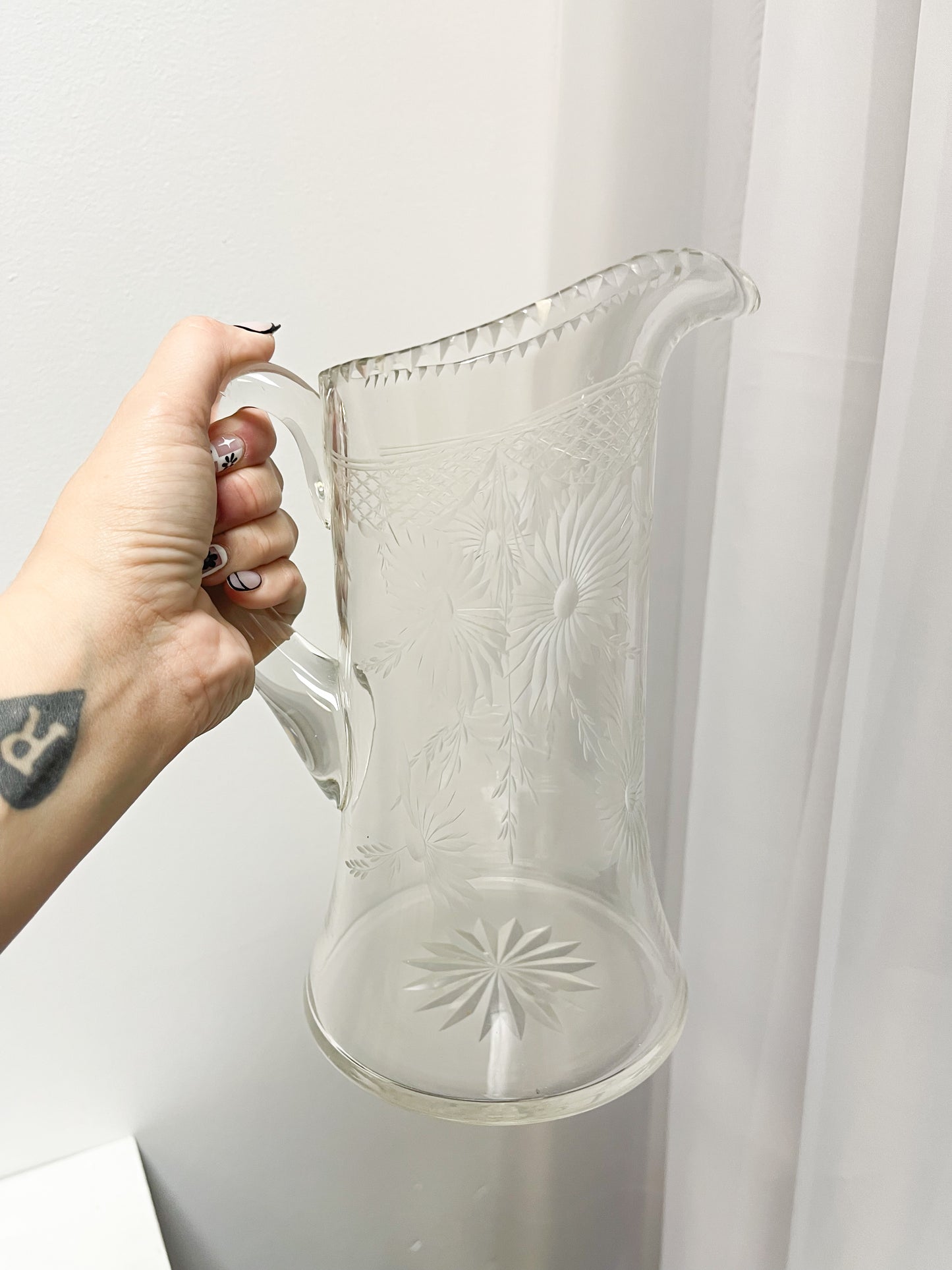 Etched Glass Pitcher