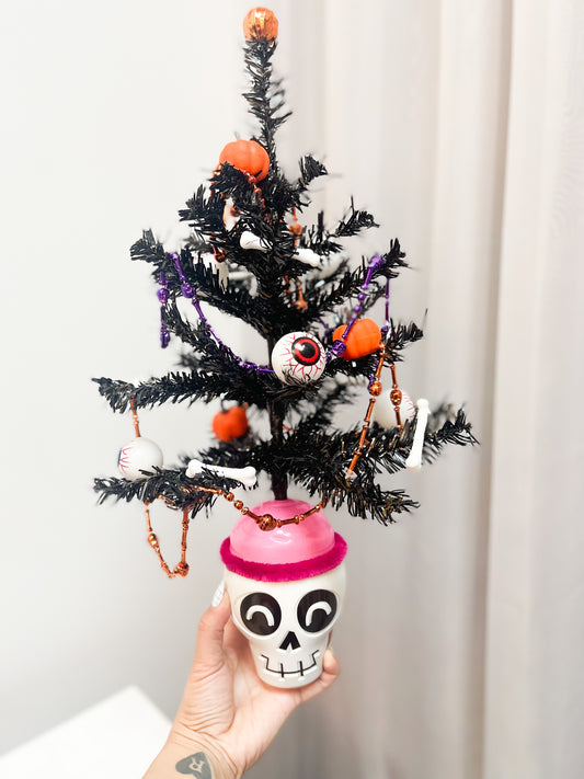 Halloween Tree with White Skull Base