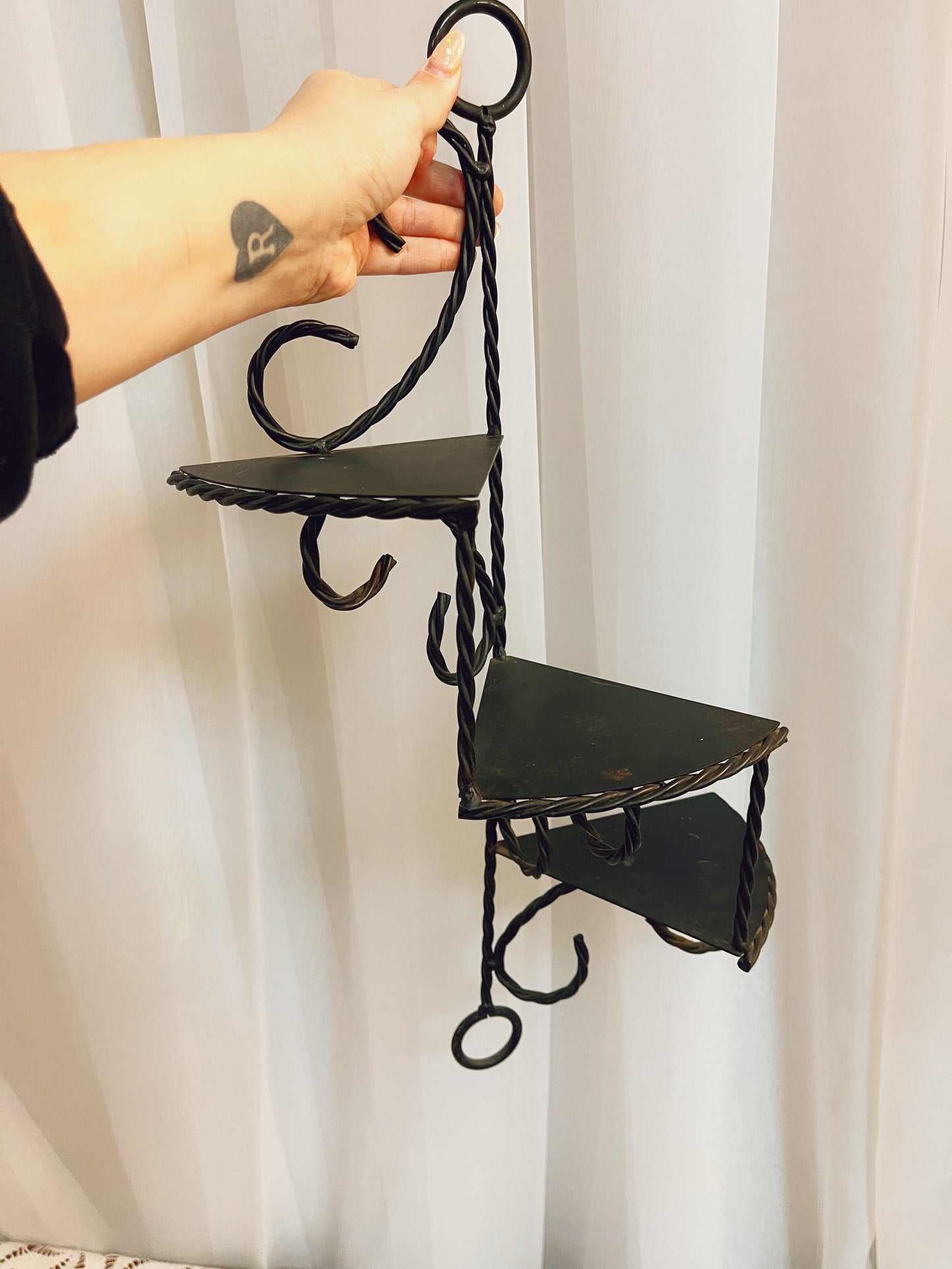 Pair of rod iron shelves