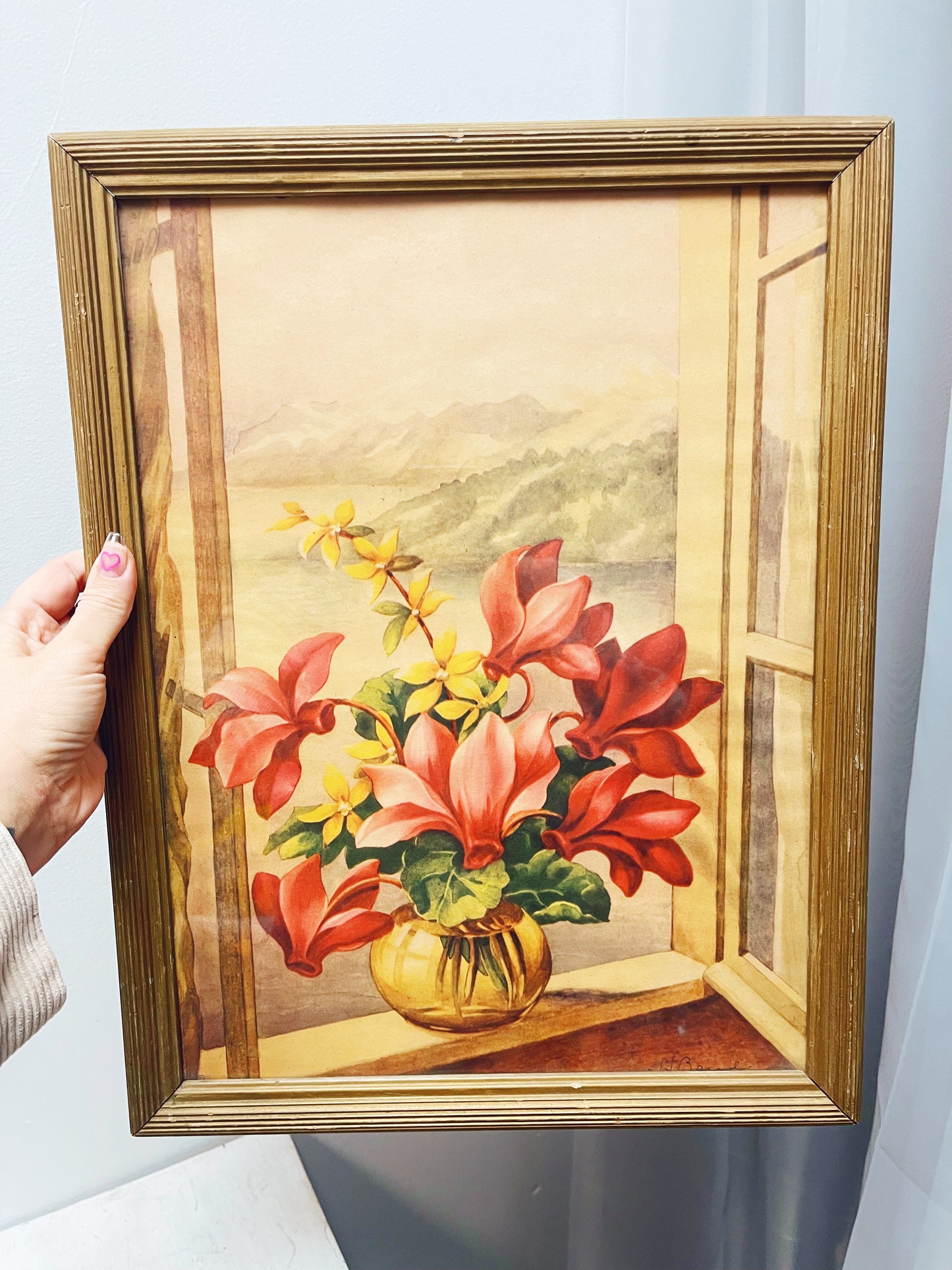 Vintage framed floral print