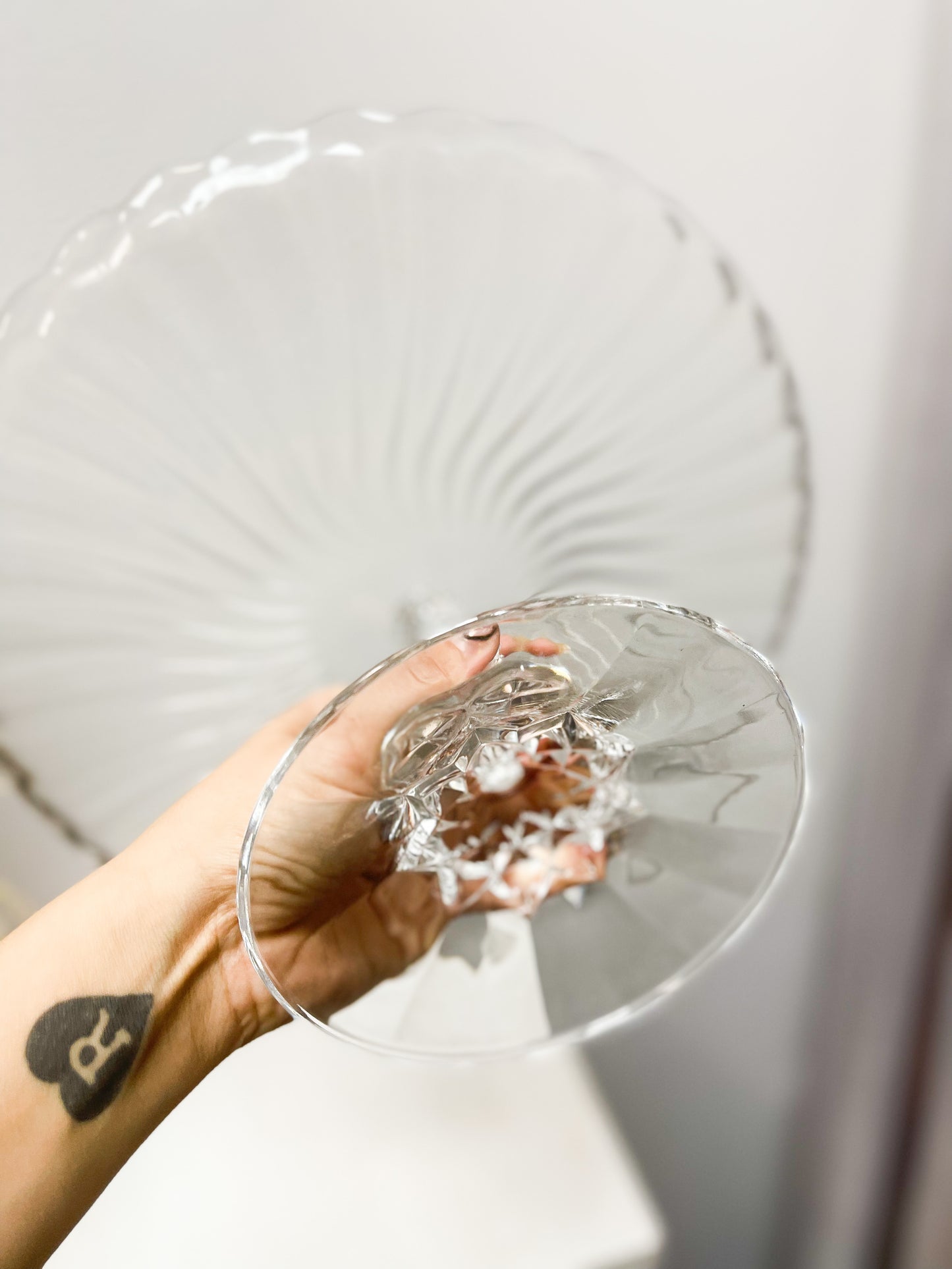 Large glass cake plate