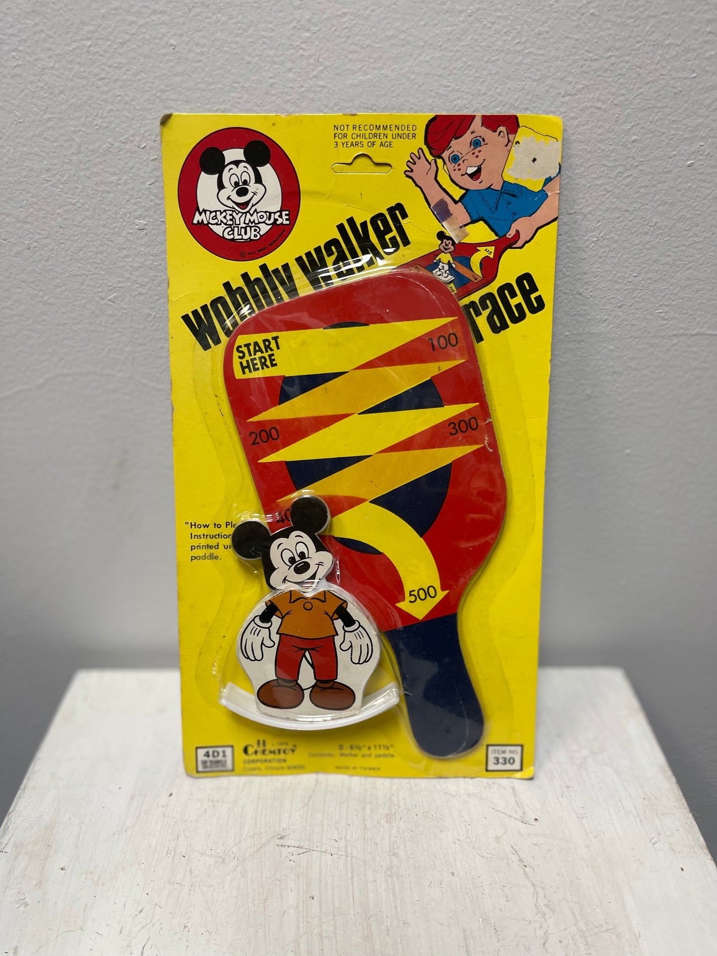 1976 Mickey Mouse Club vintage wobbly Walker race toy