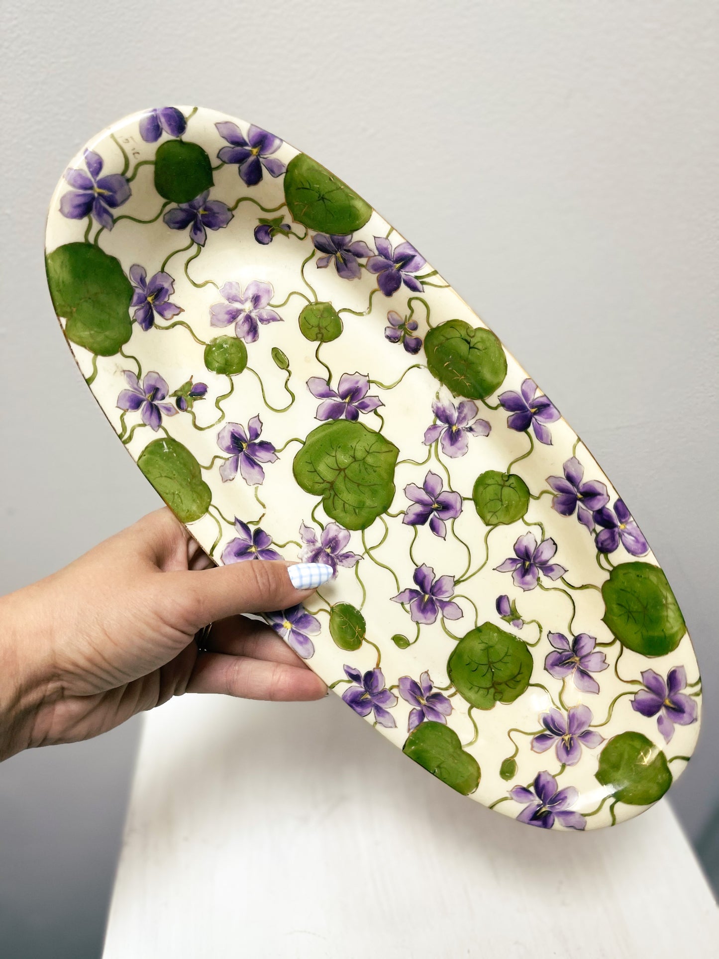 Hand Painted Catch All - Purple Flowers